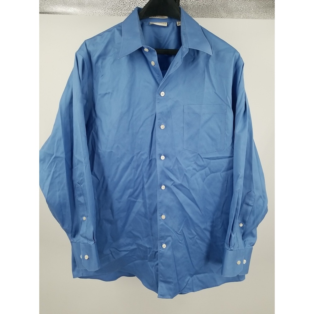 Kenneth Cole New‎ York Mens 16.5 32/33 XL Blue Long Sleeve Button Up Shirt